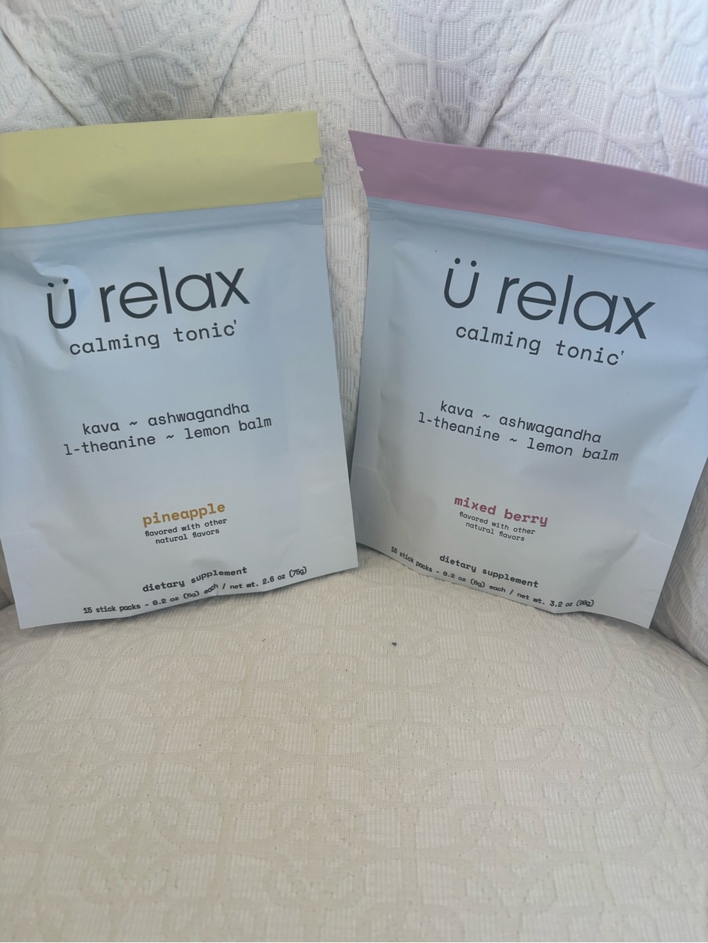 ü relax Calming Tonic - Mixed Berry & Pineapple Pack (Light Mauve & Pale Yellow)